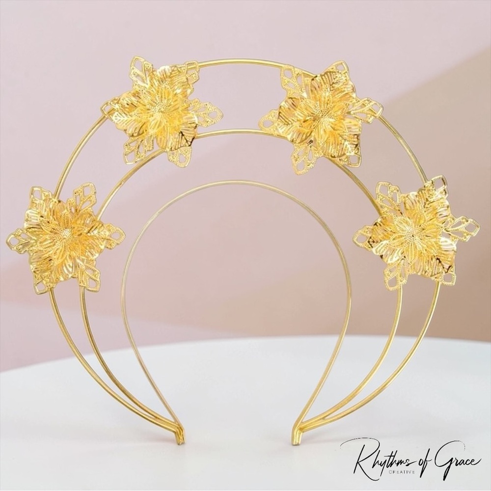 Gold Star Goddess Headband Celestial Halo Crown Festival Birthday Headpiece